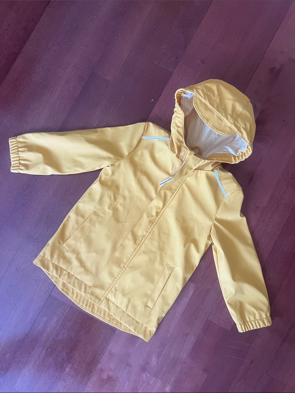 Yellow Hooded Rain Jacket